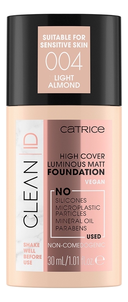 

Тональная основа для лица Clean ID High Cover Luminous Matt Foundation: 004 Light Almond, Тональная основа для лица Clean ID High Cover Luminous Matt Foundation
