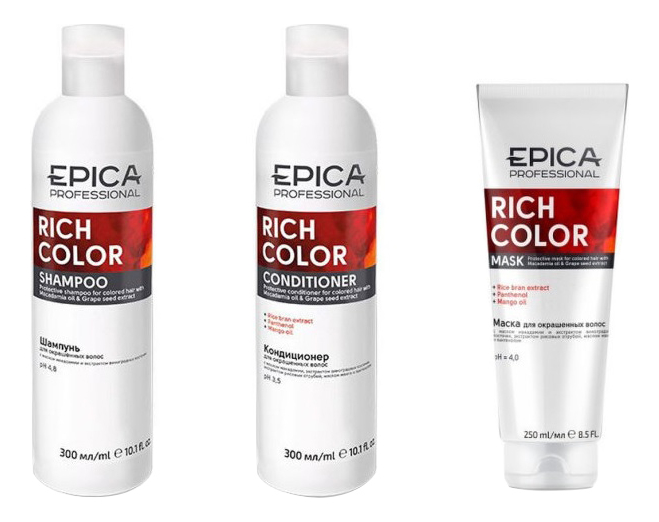 

Набор для волос Rich Color (шампунь 300мл + кондиционер 300мл + маска 250мл)