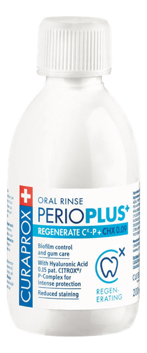 Жидкость-ополаскиватель с хлоргексидином и гиалуроновой кислотой для полости рта Perio Plus Regenerate CHX 0,09% 200мл