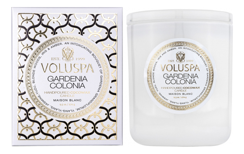 Купить Ароматическая свеча Gardenia Colonia (гардения): свеча в подарочной коробке 270г, VOLUSPA