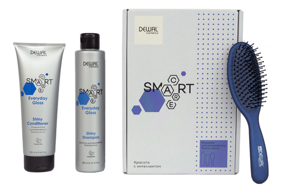 цена Набор для ежедневного блеска волос Smart Care Everyday Gloss (шампунь 300мл + кондиционер 250мл + щетка для волос)