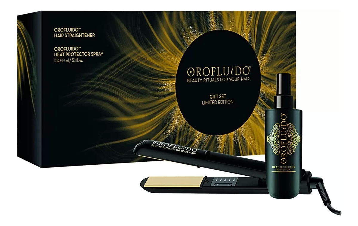 

Набор для волос Orofluido (термозащитный спрей Heat Protector Spray OF 150мл + выпрямитель Hair Straightener)