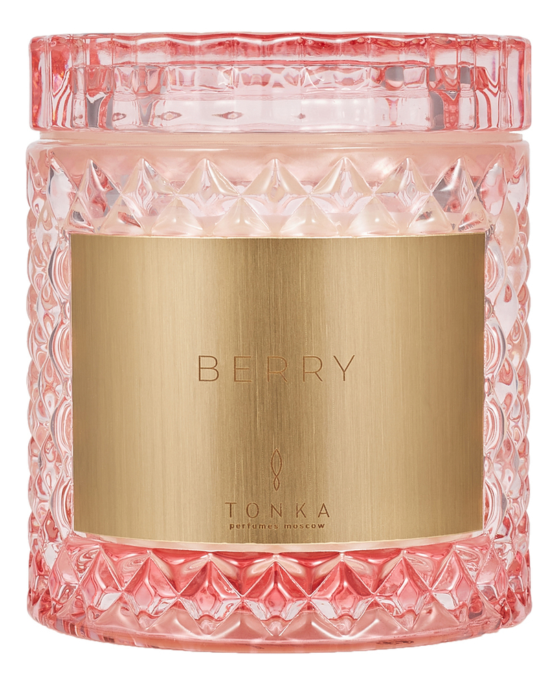 Ароматическая свеча Berry: свеча 2000г (розовый подсвечник) короб со стеклом