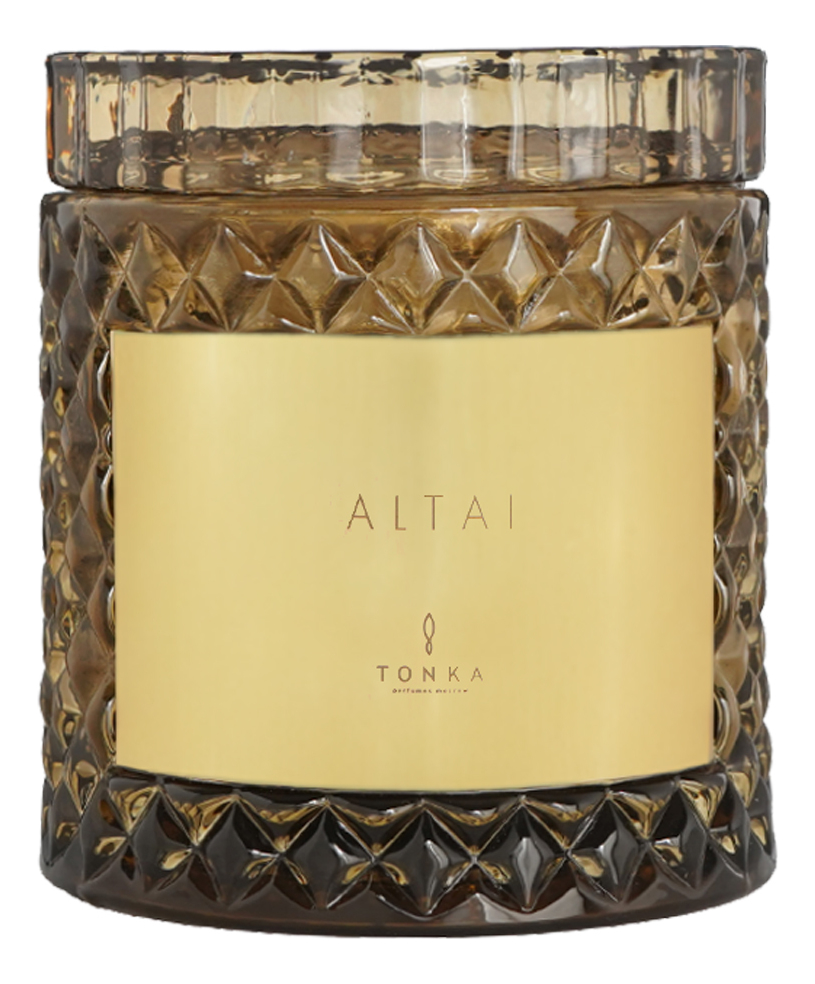 Ароматическая свеча Altai: свеча 220г (коричневый подсвечник) цена и фото