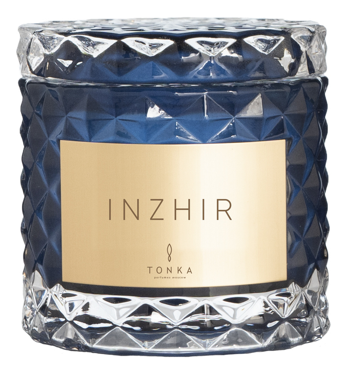 Ароматическая свеча Inzhir: свеча 50г (синий подсвечник) тубус