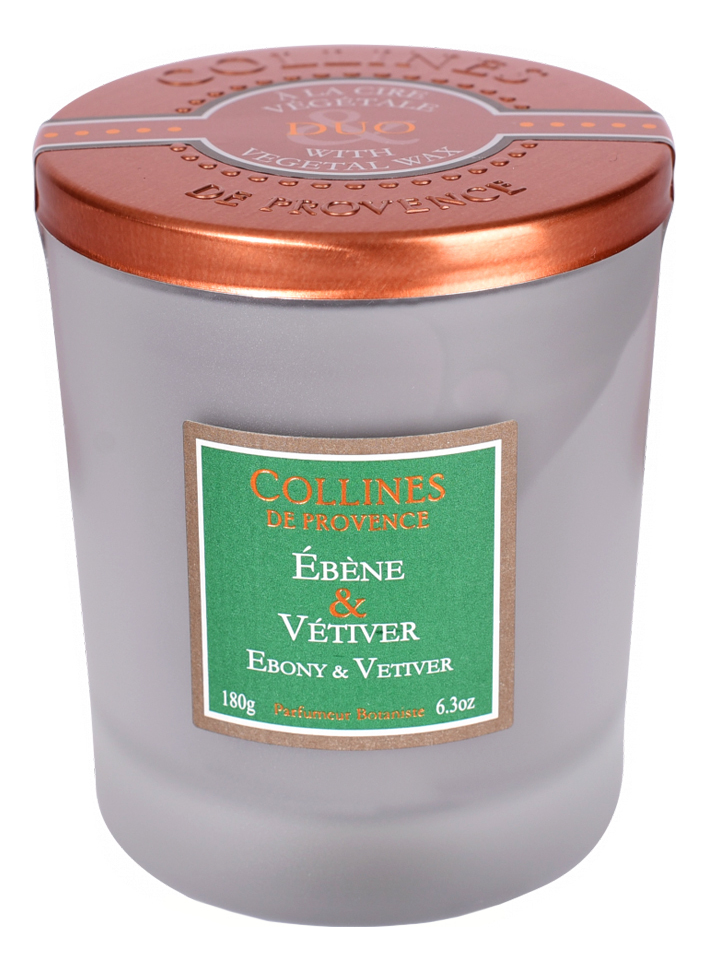 Купить Ароматическая свеча Ebony & Vetiver (эбеновое дерево и ветивер): свеча 180г, Ароматическая свеча Ebony & Vetiver (эбеновое дерево и ветивер), Collines de Provence