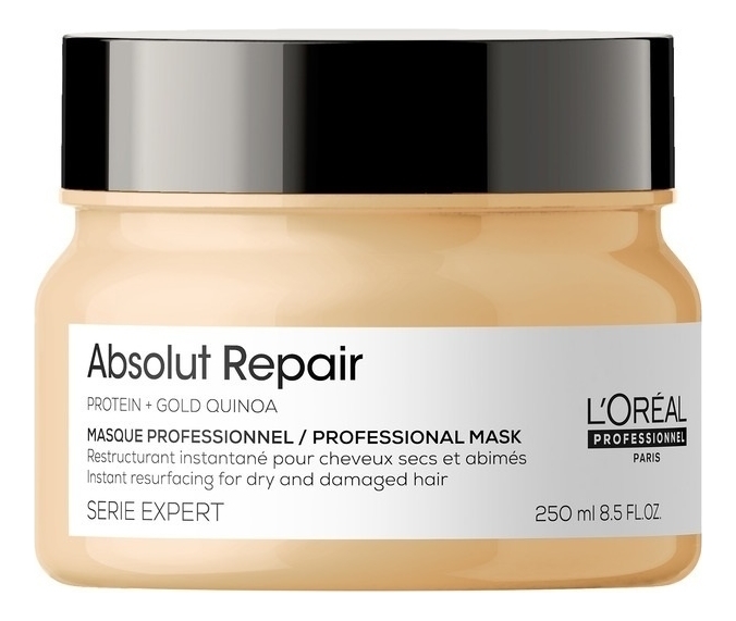 Маска для волос с кремовой текстурой Serie Expert Absolut Repair Protein + Gold Quinoa Masque: Маска 250мл шампунь для восстановления поврежденных волос absolut repair e3547500 300 мл
