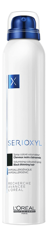 

Цветной спрей-камуфляж для волос Serioxyl Volumising Coloured Spray 200мл: Black, Цветной спрей-камуфляж для волос Serioxyl Volumising Coloured Spray 200мл