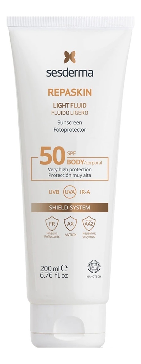 Солнцезащитный флюид для тела Repaskin Fluido Ligero Fotoprotector SPF50 200мл от Randewoo