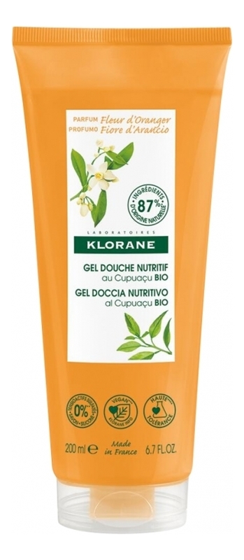 Гель для душа с органическим маслом купуасу и апельсина Gel Douche Nutritif Cupuacu Fleur d'Oranger 200мл