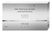 Crescina Комплекс для волос HFI 1900 Man Re-Growth Anti-Hair Loss (лосьон для стимуляции роста 10*3,5мл + лосьон против выпадения 10*3,5мл)