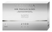 Crescina Комплекс для волос HFI 2100 Man Re-Growth Anti-Hair Loss (лосьон для стимуляции роста 10*3,5мл + лосьон против выпадения 10*3,5мл)
