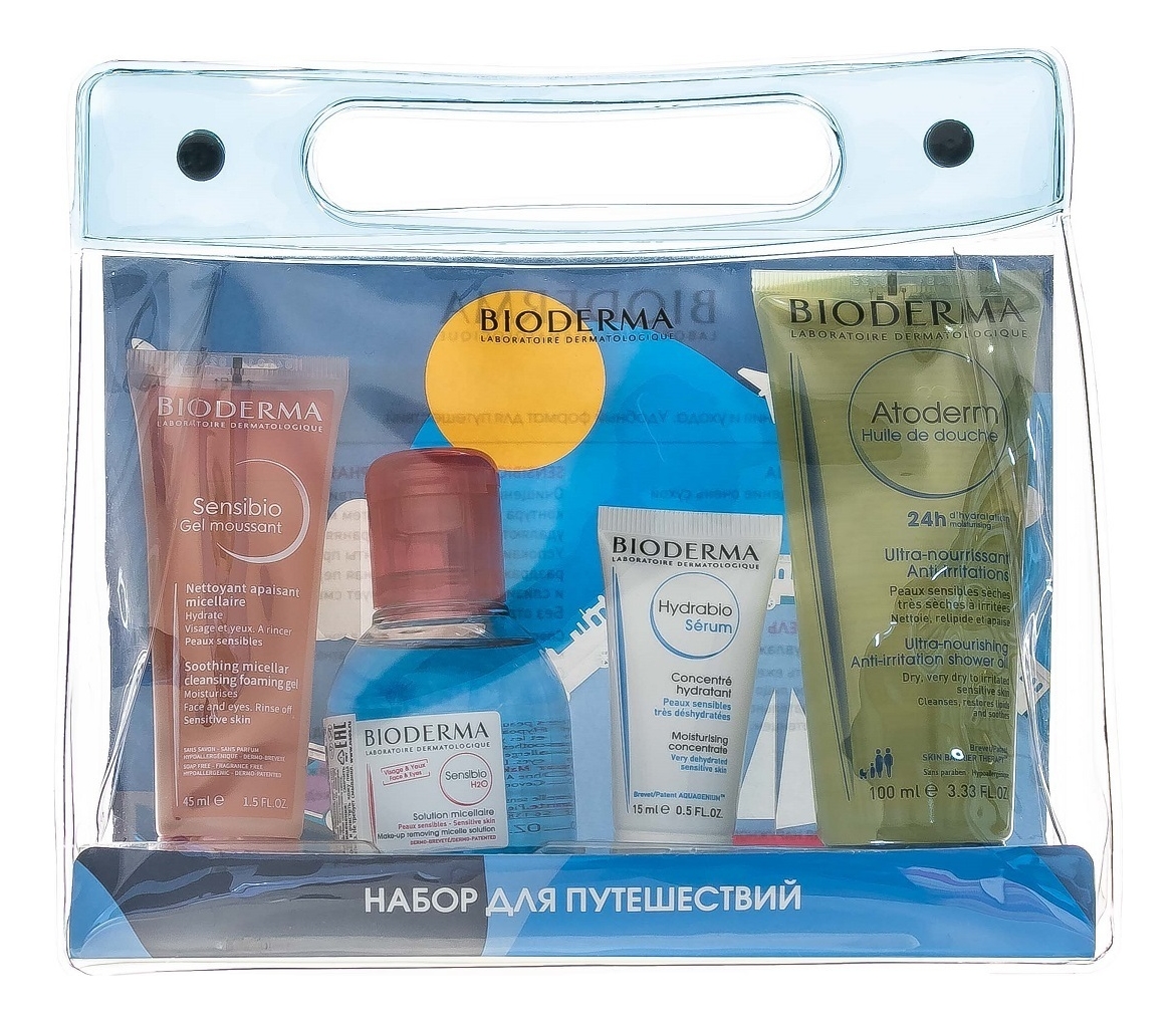 

Набор (масло для душа Atoderm Huile 100мл + сыворотка д/лица Hydrabio Serum 15мл + мицеллярная вода Sensibio H2O 100мл + гель-мусс для умывания Sensibio 45мл)