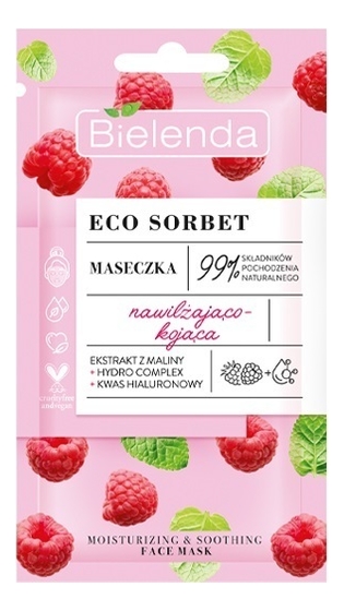 

Маска для лица увлажняющая и успокаивающая Eco Sorbet Raspberry Moisturizing And Soothing Face Mask 8мл