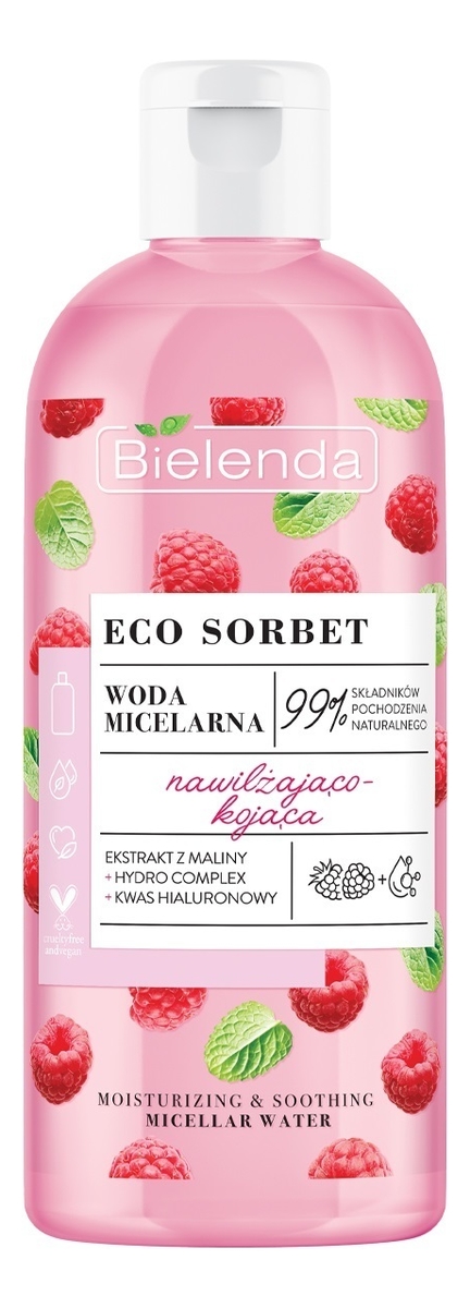 Увлажняющая и успокаивающая мицеллярная вода Eco Sorbet Raspberry Moisturizing And Soothing Micellar Water 500мл