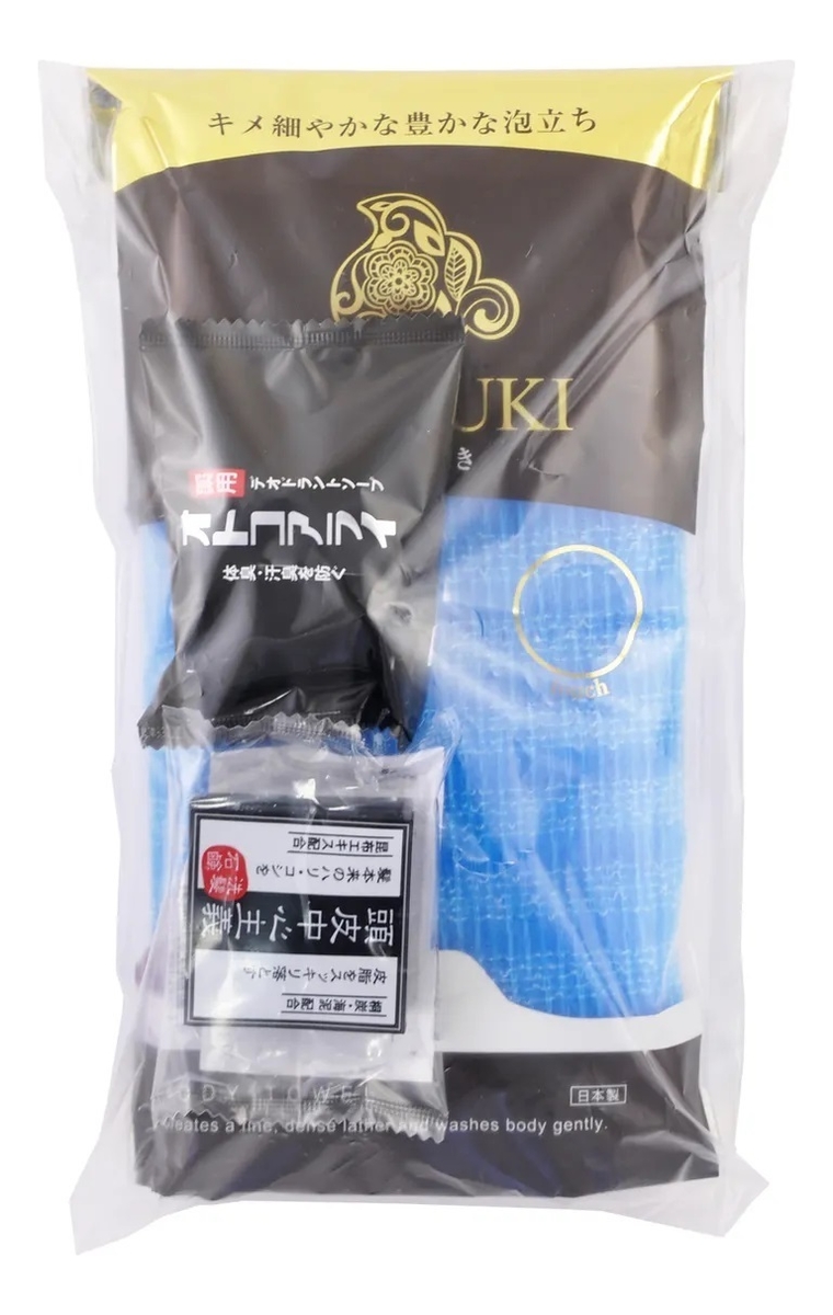 

Набор для тела (мочалка сверхжесткая голубая 28х120см + дезодорирующее мыло 30г + мыло-шампунь для волос и тела 30г)