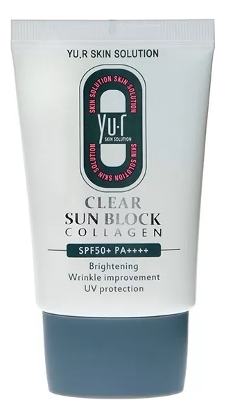 Солнцезащитный крем для лица с коллагеном Clear Sun Block Collagen SPF50+ PA++++ 30мл spring summer baby kids girl sun block hat beach hair pigtail braid wig cap children girls flower straw hat cap new arrivals