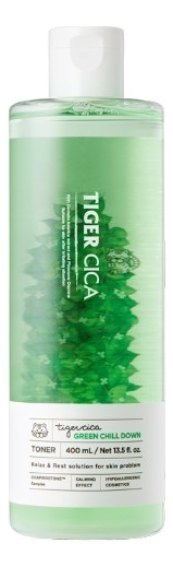 

Успокаивающий тонер для лица с экстрактом центеллы азиатской Tiger Cica Green Chill Down Toner 400мл