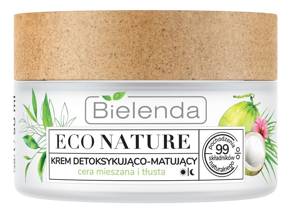 

Матирующий крем для лица Кокосовая вода + зеленый чай + лемонграсс Eco Nature Detoxifying & Mattifying Face Cream 50мл
