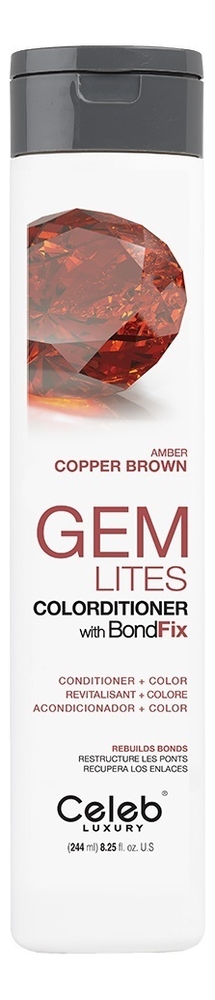 цена Тонирующий кондиционер для волос корректирующий цвет Gem Lites Flawless Colorditioner With BondFix 244мл: Amber