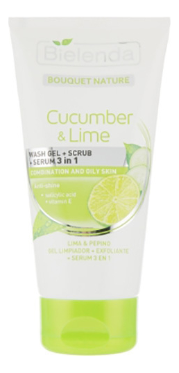 

Гель для умывания + скраб + сыворотка Огурец и Лайм Bouquet Nature Cucumber & Lime 3in1 Wash Gel + Scrub + Serum 150мл