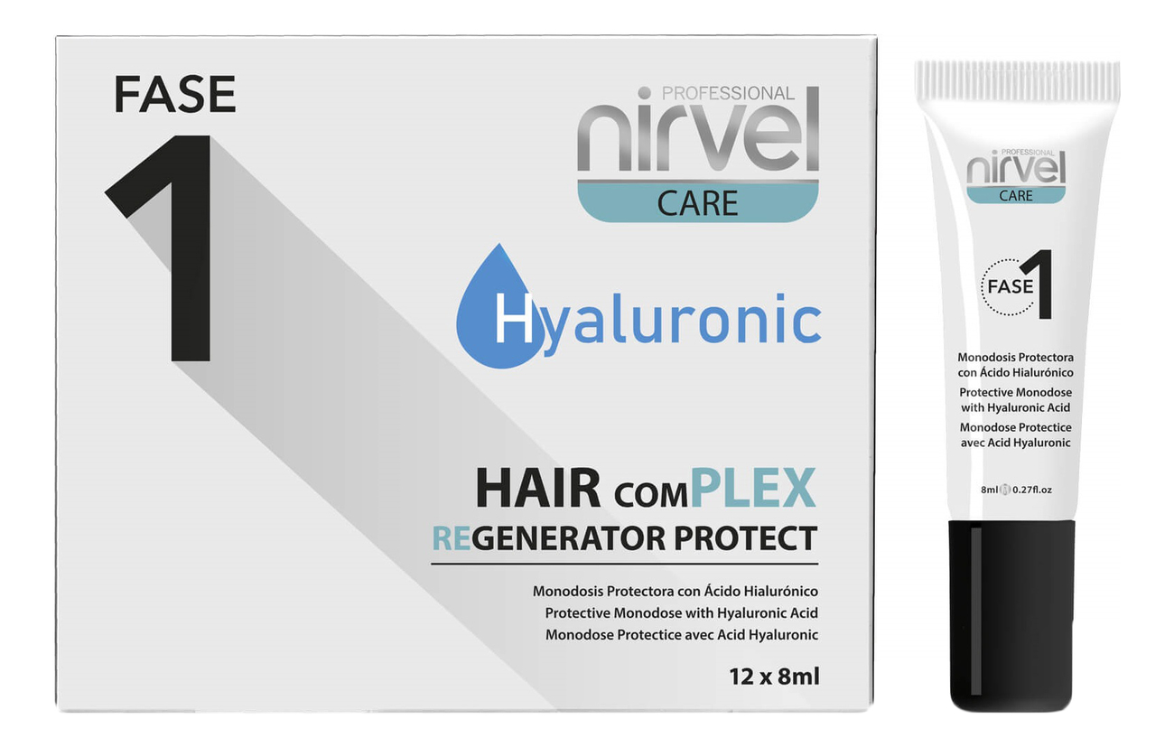 Купить Защитный крем для волос с гиалуроновой кислотой Care Hyaluronic Hair Complex Regenerator Protect Fase 1 12*8мл, Nirvel Professional