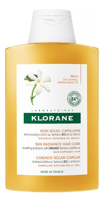 Купить Шампунь для волос с органическим маслом туману и моной Soin Soleil Capillaire Tamanu Monoi 200мл, Klorane