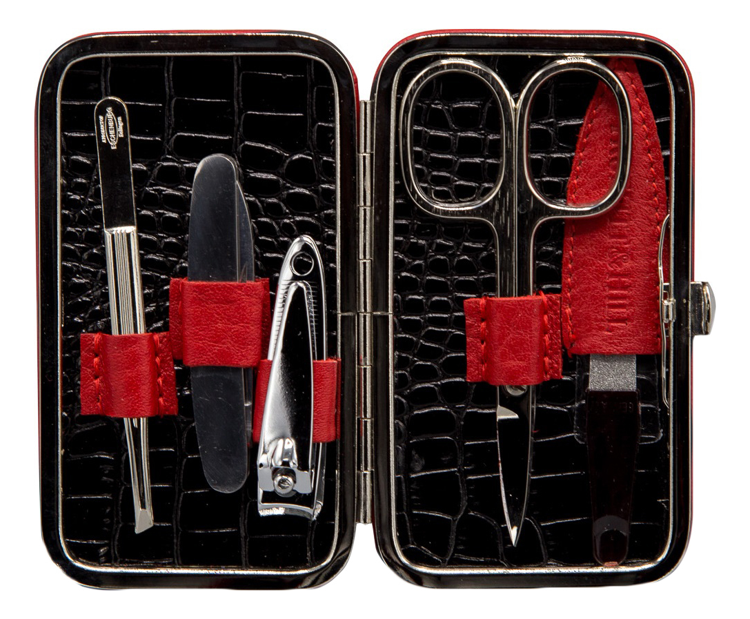 Маникюрный набор из 5 предметов Faux Crocodile Manicure Black Red маникюрный набор из 5 предметов smooth leather manicure blue cobalt