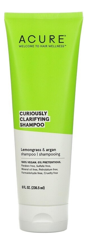 Шампунь для глубокого очищения с экстрактом лемонграсса Curiously Clarifying Shampoo 236,5мл acure curiously clarifying shampoo lemongrass 238 5 ml