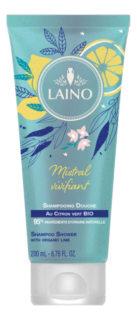 Органический шампунь для волос и тела Shampooing Douche Mistral Vivifiant Au Citron Vert Bio 200мл (лайм)