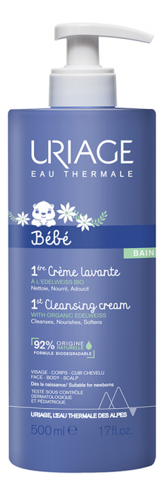 Очищающий пенящийся крем для детей и новорожденных Bebe 1ere Creme Lavante: Крем 500мл (новый дизайн)