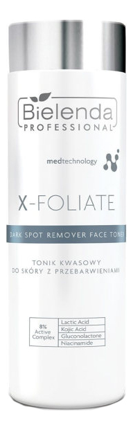 Кислотный тоник для кожи с пигментацией X-Foliate Dark Spot Remover Face Toner 200мл кислотный тонер для кожи с куперозом x foliate anti couperose face toner 200мл