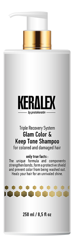 Шампунь для волос дуо-сияние и защита цвета Keralex Glam Color & Keep Tone Shampoo: Шампунь 250мл маска для волос дуо сияние и защита цвета keralex glam color