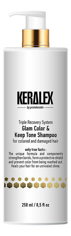 Шампунь для волос дуо-сияние и защита цвета Keralex Glam Color & Keep Tone Shampoo: Шампунь 250мл