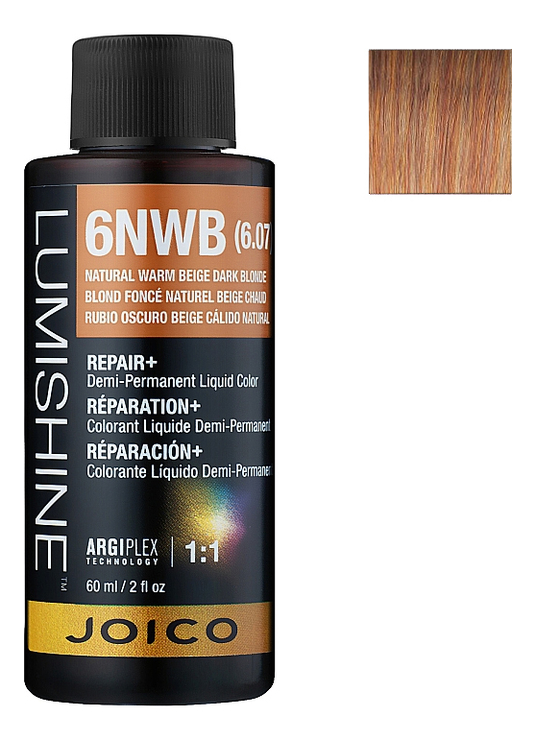 

Демиперманентная премиксованная крем-краска для волос Lumishine Demi-Permanent Liquid Color 60мл: 8NC Натурально-медный блондин, Демиперманентная премиксованная крем-краска для волос Lumishine Demi-Permanent Liquid Color 60мл