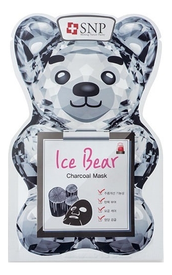 Охлаждающая тканевая маска для лица с углем Ice Bear Charcoal Mask 33мл