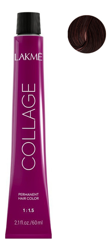 Купить Перманентная краска для волос Collage Permanent Hair Color 60мл: 5/55 Светлый шатен интенсивный махагоновый, Lakme