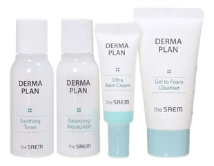 Набор для лица Derma Plan (пенка Gel To Foam Cleanser 25мл + тонер Soothing Toner 31мл + лосьон Balancing Moisturizer 31мл + крем Ultra Balm Cream 7мл)