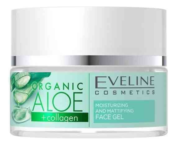 увлажняюще успокаивающий крем гель для лица eveline organic aloe collagen 50мл Увлажняюще-матирующий гель для лица Organic Aloe Collagen 50мл