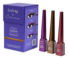IsaDora Набор для макияжа глаз X Cherrie Glossy Eyeliner Trio (No 63 Melanin 3,7мл + No 64 Cherie 3,7мл + No 65 Amethyst 3,7мл)