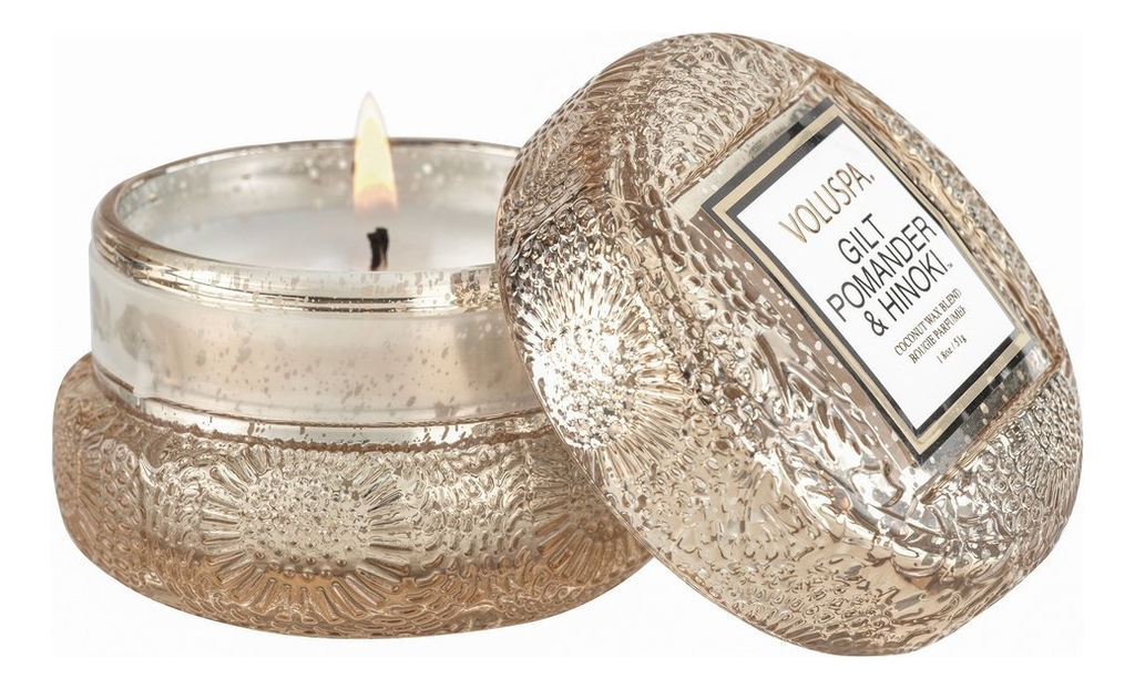 

Ароматическая свеча Gilt Pomander & Hinoki: свеча в стеклянном подсвечнике 51г, Ароматическая свеча Gilt Pomander & Hinoki