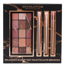 Revolution PRO Набор для макияжа глаз Reloaded Sunset Sky Palette & Eye Brushes (палетка теней + кисти 3шт)