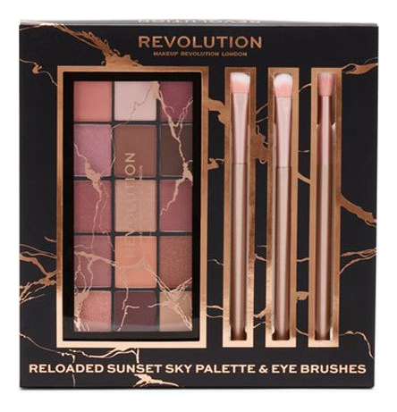 Набор для макияжа глаз Reloaded Sunset Sky Palette  Eye Brushes (палетка теней + кисти 3шт)