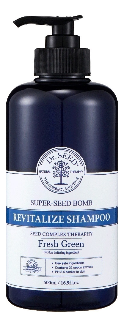 Бессульфатный восстанавливающий шампунь для волос с ароматом зеленой свежести Super Seed Bomb Revitalize Shampoo Fresh Green: Шампунь 500мл