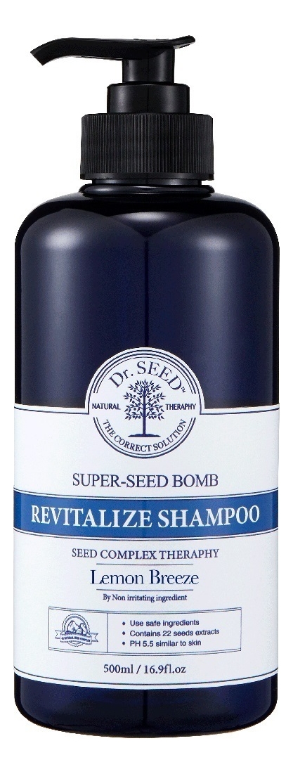 Купить Бессульфатный восстанавливающий шампунь для волос с ароматом лимона Super Seed Bomb Revitalize Shampoo Lemon Breeze: Шампунь 500мл, Dr. SEED