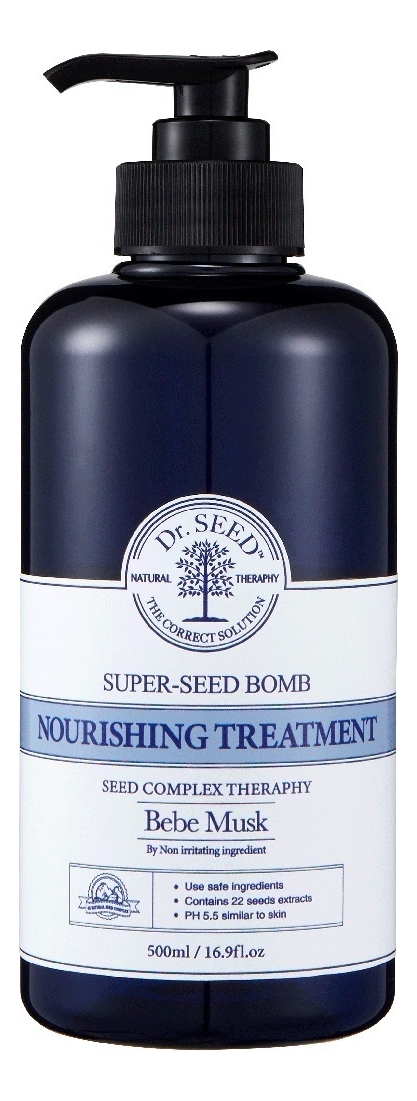 Бессульфатный восстанавливающий бальзам-ополаскиватель для волос с ароматом белого мускуса Super Seed Bomb Nourishing Treatment Bebe Musk: Бальзам 500мл