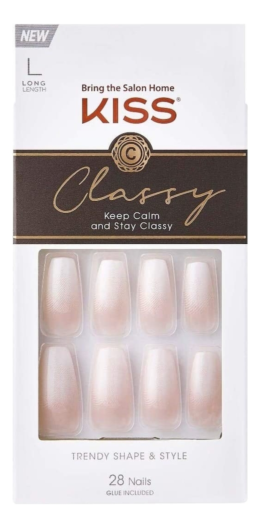 

Набор накладных ногтей с клеем Вечная классика Classy Nails KCS01C 28шт