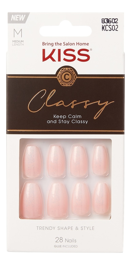 

Набор накладных ногтей с клеем Изысканная классика Classy Nails KCS02C 28шт