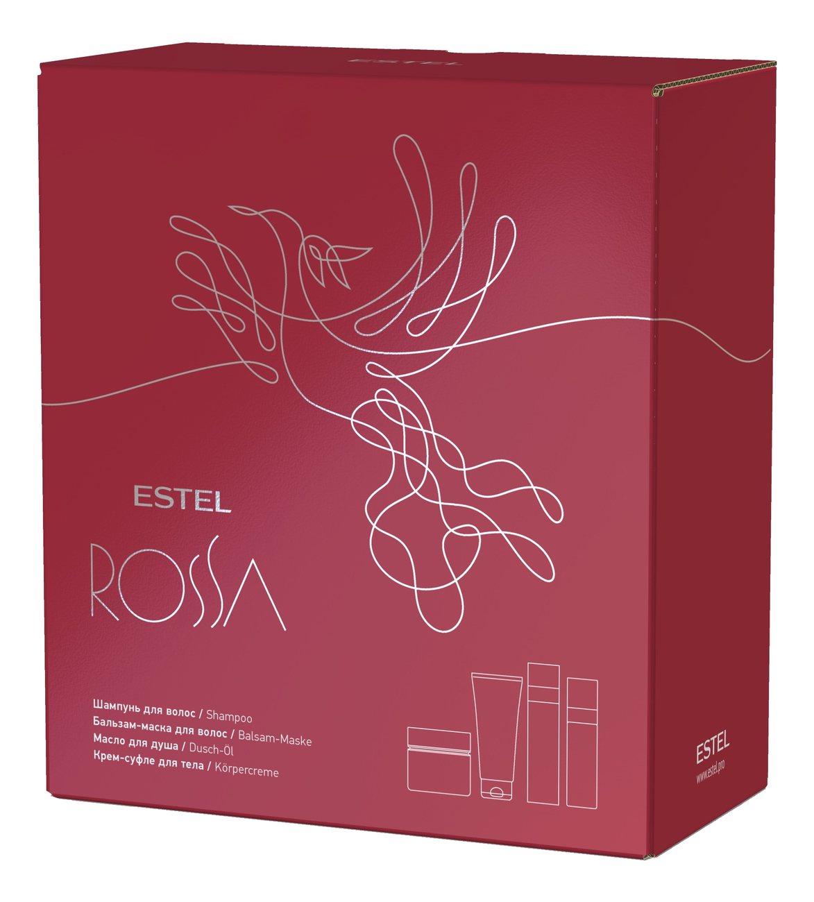 Набор Rossa (шампунь для волос 250мл + бальзам-маска для волос 200мл + масло для душа 150мл + крем-суфле для тела 200мл)