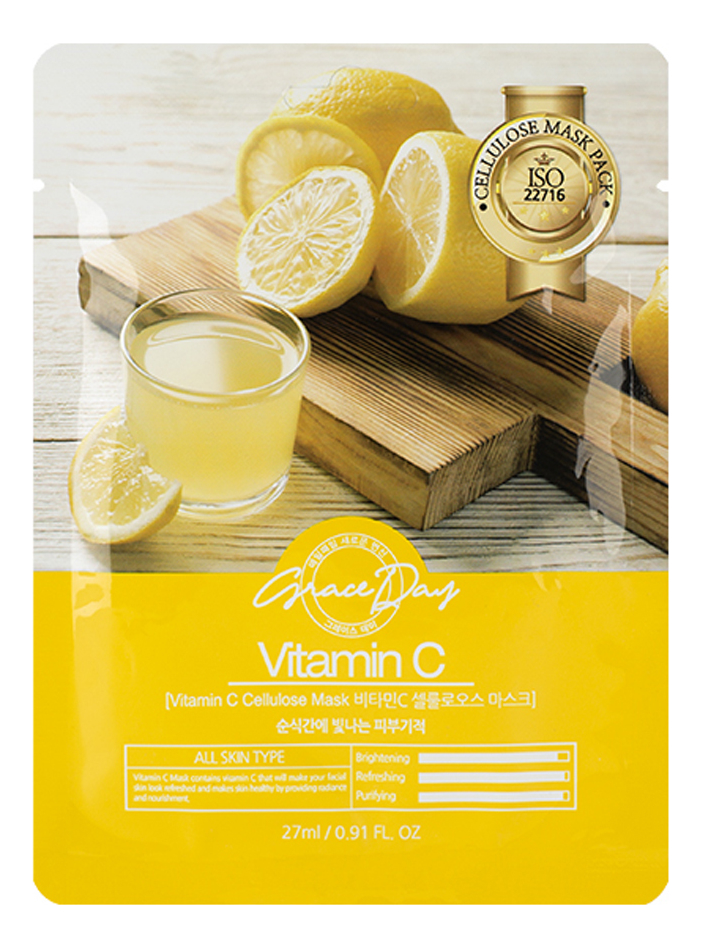 

Тканевая маска для лица Vitamin C Cellulose Mask 27мл: Маска 1шт, Тканевая маска для лица Vitamin C Cellulose Mask 27мл